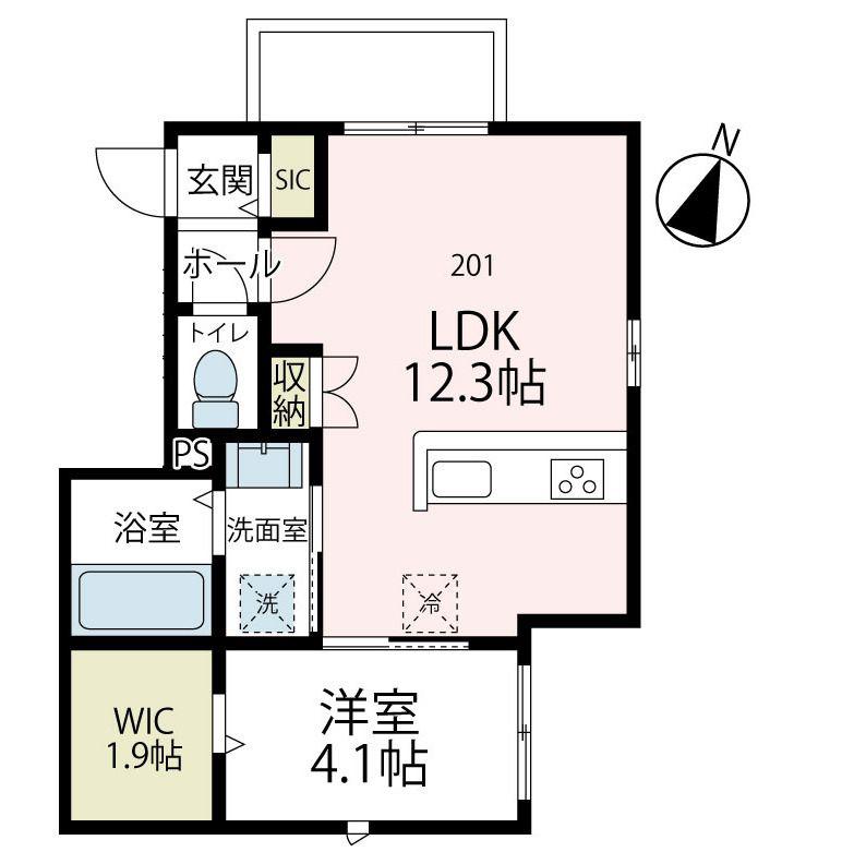 ストリーム鴨居(1LDK/2階)の間取り写真
