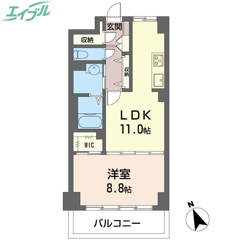 グリーンベル(1LDK/2階)の間取り写真