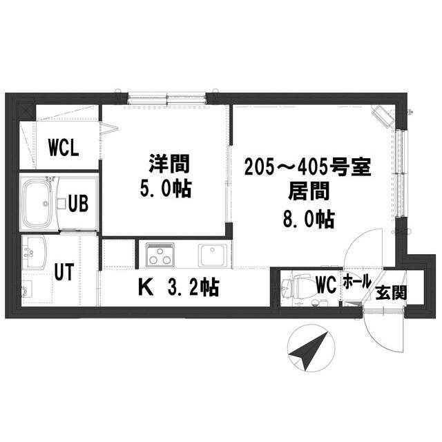 グランメール 本郷通7B(1LDK/3階)の間取り写真