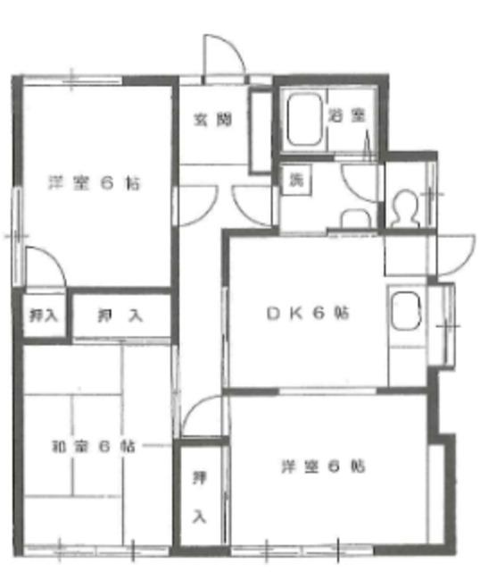 間野荘(3DK/1階)の間取り写真