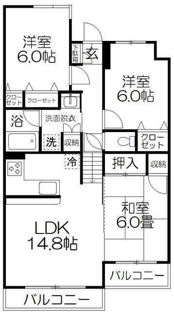 第二グリーンパーク(3LDK/1階)の間取り写真