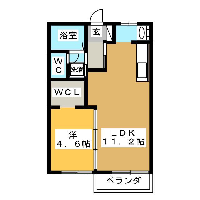 クレール恵那A(1LDK/2階)の間取り写真