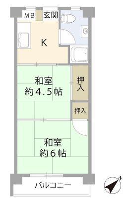行徳マンション(2K/4階)の間取り写真