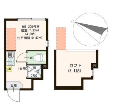 ハーモニーテラス本町III(ワンルーム/2階)の間取り写真