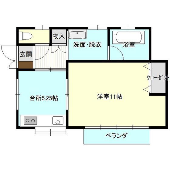 ロイヤルパレスA(1DK/1階)の間取り写真