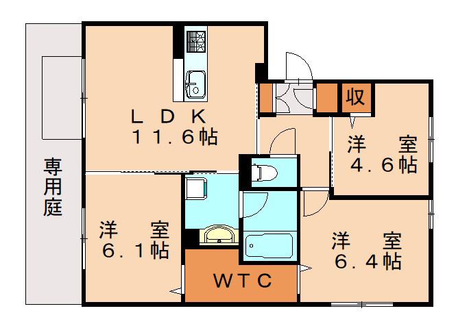 D-ROOM鷹の巣(3LDK/1階)の間取り写真