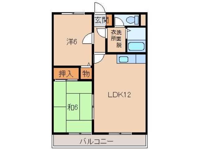 ベルハウス布施屋(2LDK/3階)の間取り写真