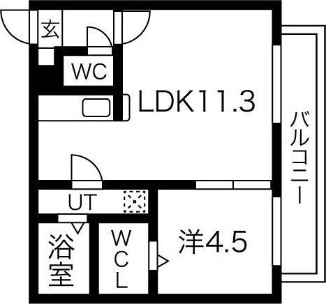 イミュータブル2(1LDK/3階)の間取り写真