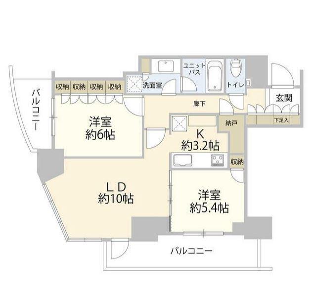 パークコート乃木坂ザタワー(2LDK/5階)の間取り写真