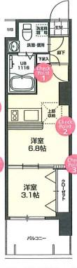 NO.72 ORIENTBLD(1DK/2階)の間取り写真