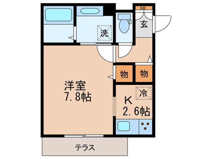 日東新町D-ROOM(1K/1階)の間取り写真