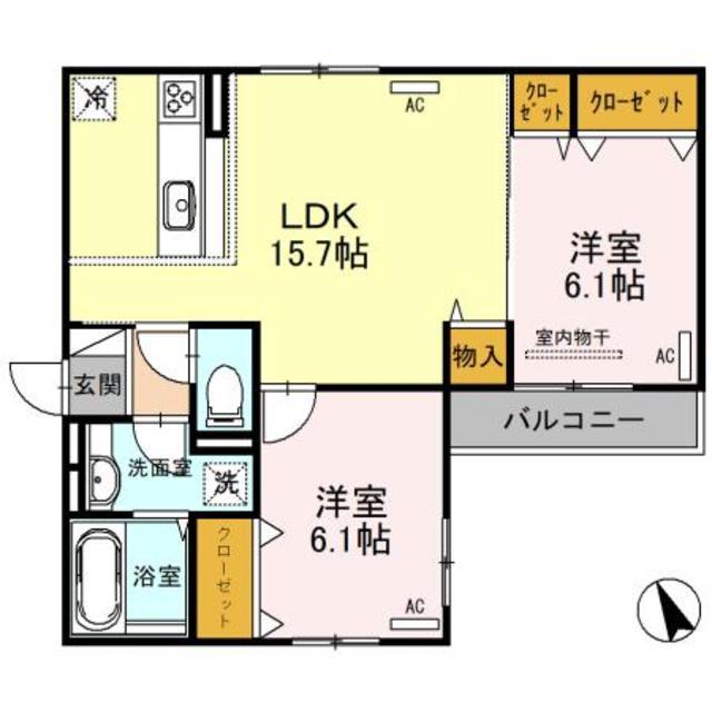ザ・バンダイ(2LDK/2階)の間取り写真