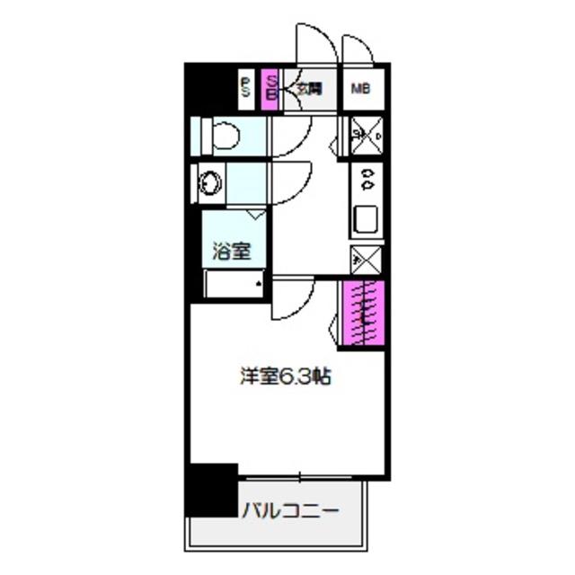 ゼオン大阪イースト(1K/6階)の間取り写真