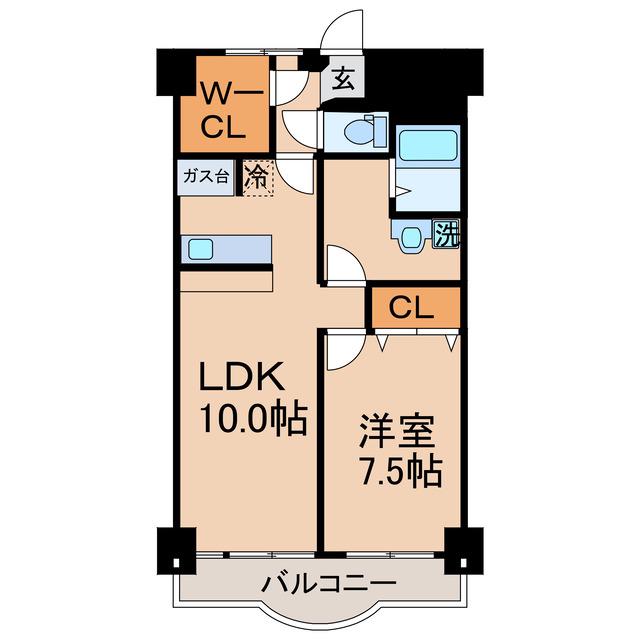第13ビル(1LDK/7階)の間取り写真