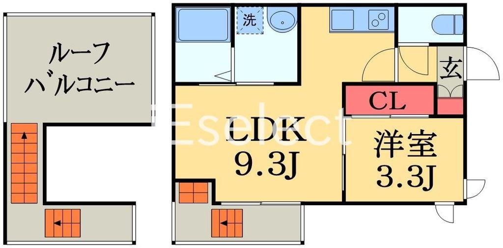 GRANDTIC EVER GREEN(1LDK/2階)の間取り写真