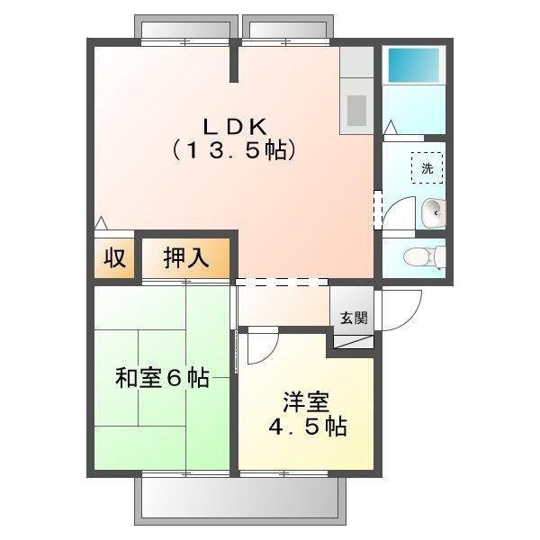 ウィンディアさの ペットD(2LDK/2階)の間取り写真