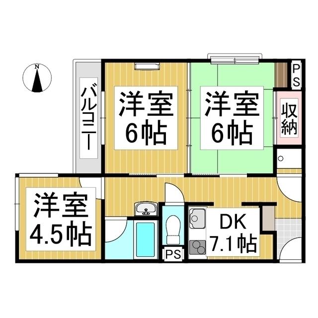コーポ内津(3DK/1階)の間取り写真