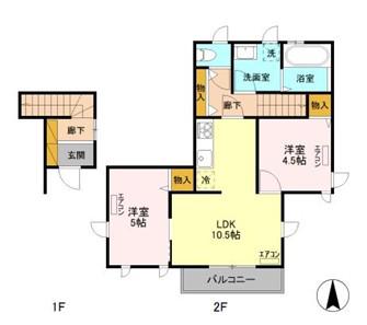 エクセル四街道(2LDK/2階)の間取り写真