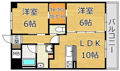 フラゼ・ヴァーナ(2LDK/3階)の間取り写真