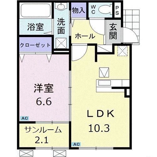 ベル・グレイス(1LDK/1階)の間取り写真
