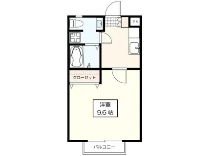 クローバーハイツ(1K/2階)の間取り写真