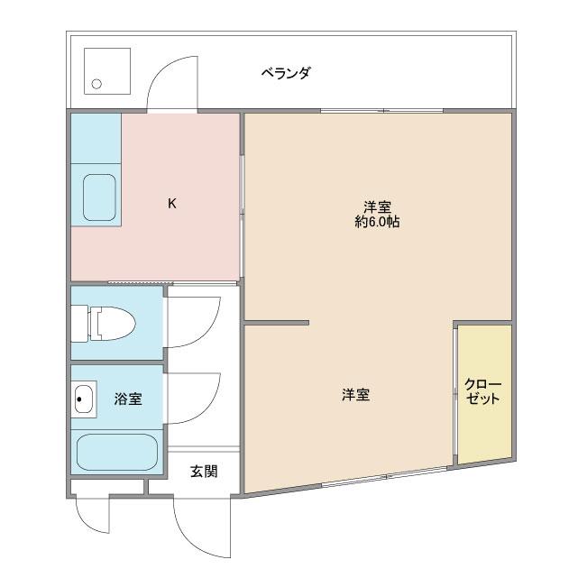ディオン東大道(1DK/2階)の間取り写真