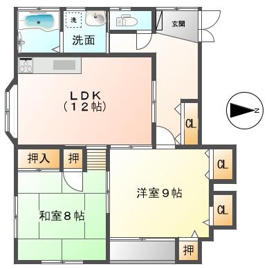 ファミーユ宮下E(2LDK/2階)の間取り写真