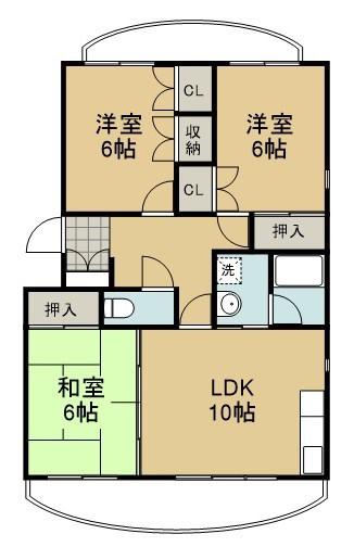 ポルタ草薙B(3LDK/2階)の間取り写真