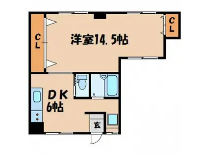 中田ビル(1DK/3階)の間取り写真