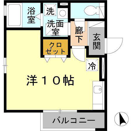 アミティハイツ(ワンルーム/2階)の間取り写真