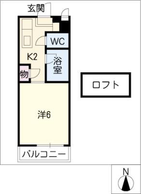 ラフォーレ駒方 B棟(ワンルーム/2階)の間取り写真