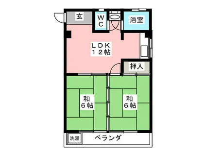 岐阜南中駒ビル(2LDK/4階)の間取り写真