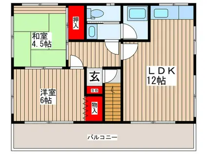 西武新宿線 久米川駅 徒歩15分 3階建 築53年(2LDK/3階)の間取り写真