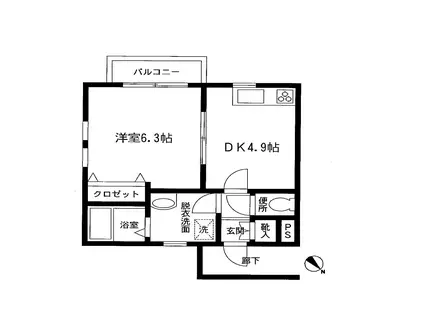 コーポTS(1DK/1階)の間取り写真