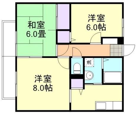 サンエクセル(3K/2階)の間取り写真