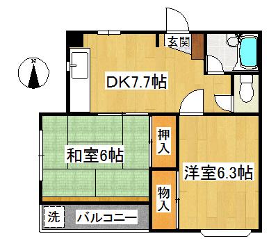 Y.S.D(2DK/3階)の間取り写真