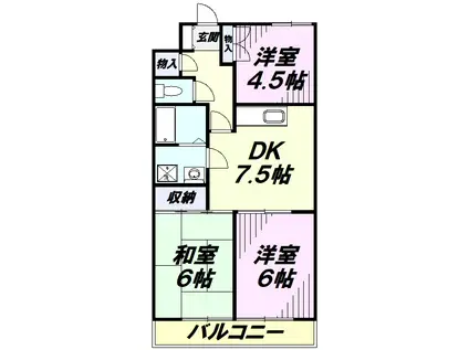 ルネッサンス小手指Ⅲ(3DK/1階)の間取り写真