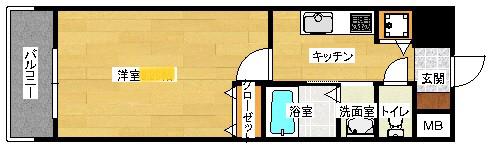 グラビスコート加古町(1K/10階)の間取り写真