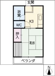 コーポ桐林(1DK/2階)の間取り写真