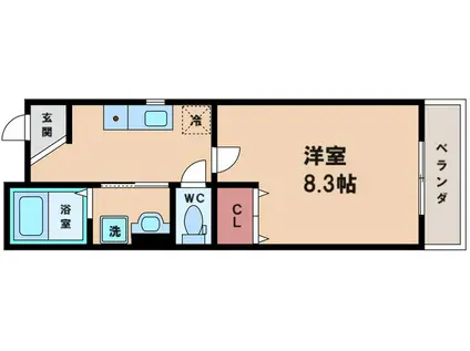 クローバーハイツ鷹合(1K/3階)の間取り写真