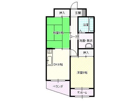 マンションリバーポート(2DK/4階)の間取り写真