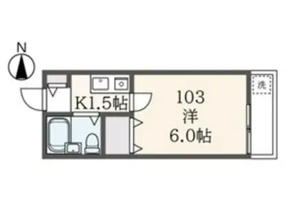 サニーヒルズ等々力(1K/1階)の間取り写真
