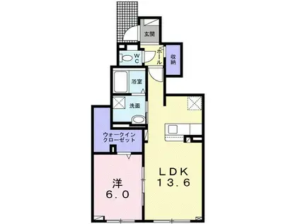 オーク サイド パレスI(1LDK/1階)の間取り写真
