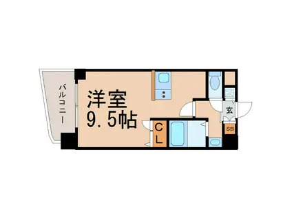 プレサンスSAKAEリバースタイル(1K/3階)の間取り写真