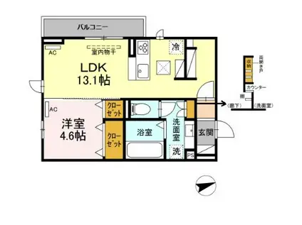 PARK FRONT IWATA(1LDK/3階)の間取り写真