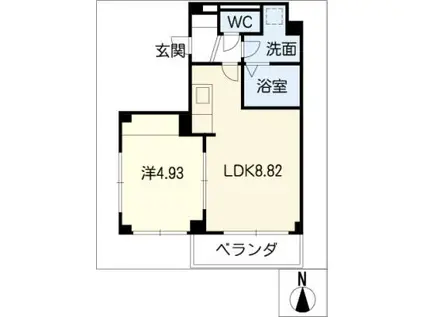 BLUE SQUARE(1LDK/2階)の間取り写真