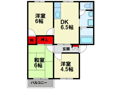 グリンアベニューII(3DK/2階)の間取り写真