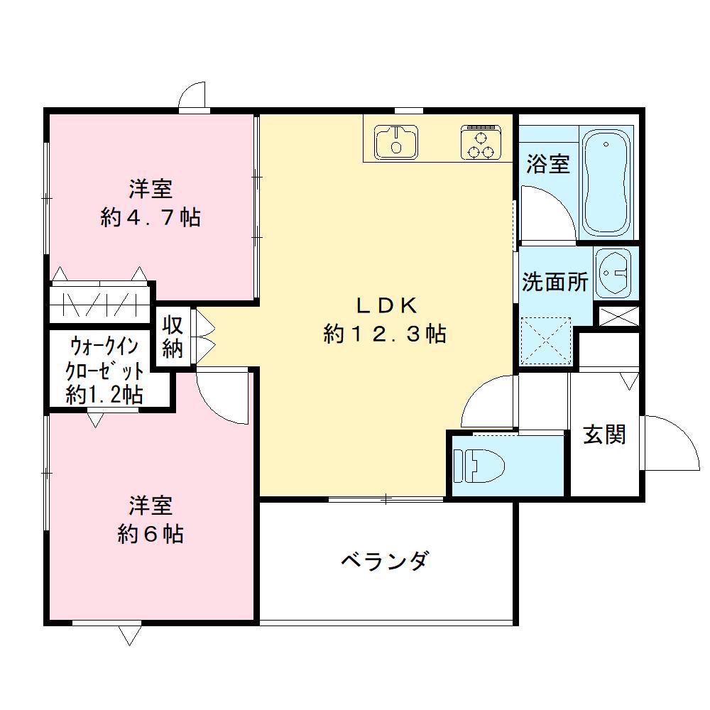SOURA 武蔵小杉(2LDK/3階)の間取り写真