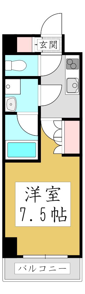 オープンブルーム川口(1K/12階)の間取り写真