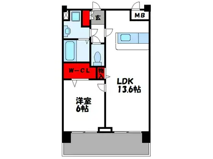 アイタス福岡(1LDK/8階)の間取り写真
